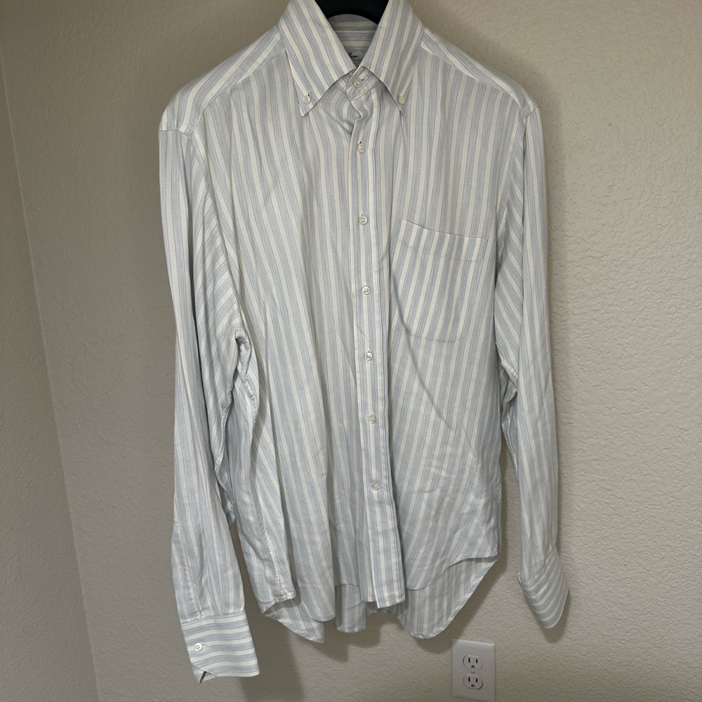 Lori Piana Classic White Striped Men's Shirt